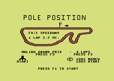 Pole Position title screen for Commodore 64